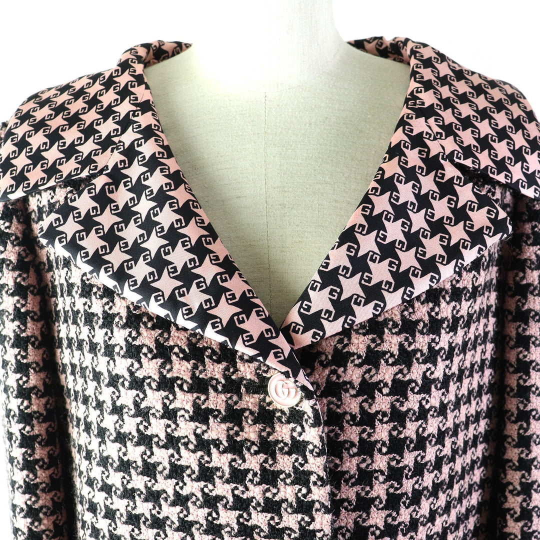 GUCCI Jacket 674323 ZAHXM Outer: 90% wool, Outer: 10% nylon, Lining: 100% silk Pink black Women 36 Used Authentic