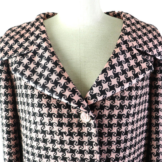 GUCCI Jacket 674323 ZAHXM Outer: 90% wool, Outer: 10% nylon, Lining: 100% silk Pink black Women 36 Used Authentic