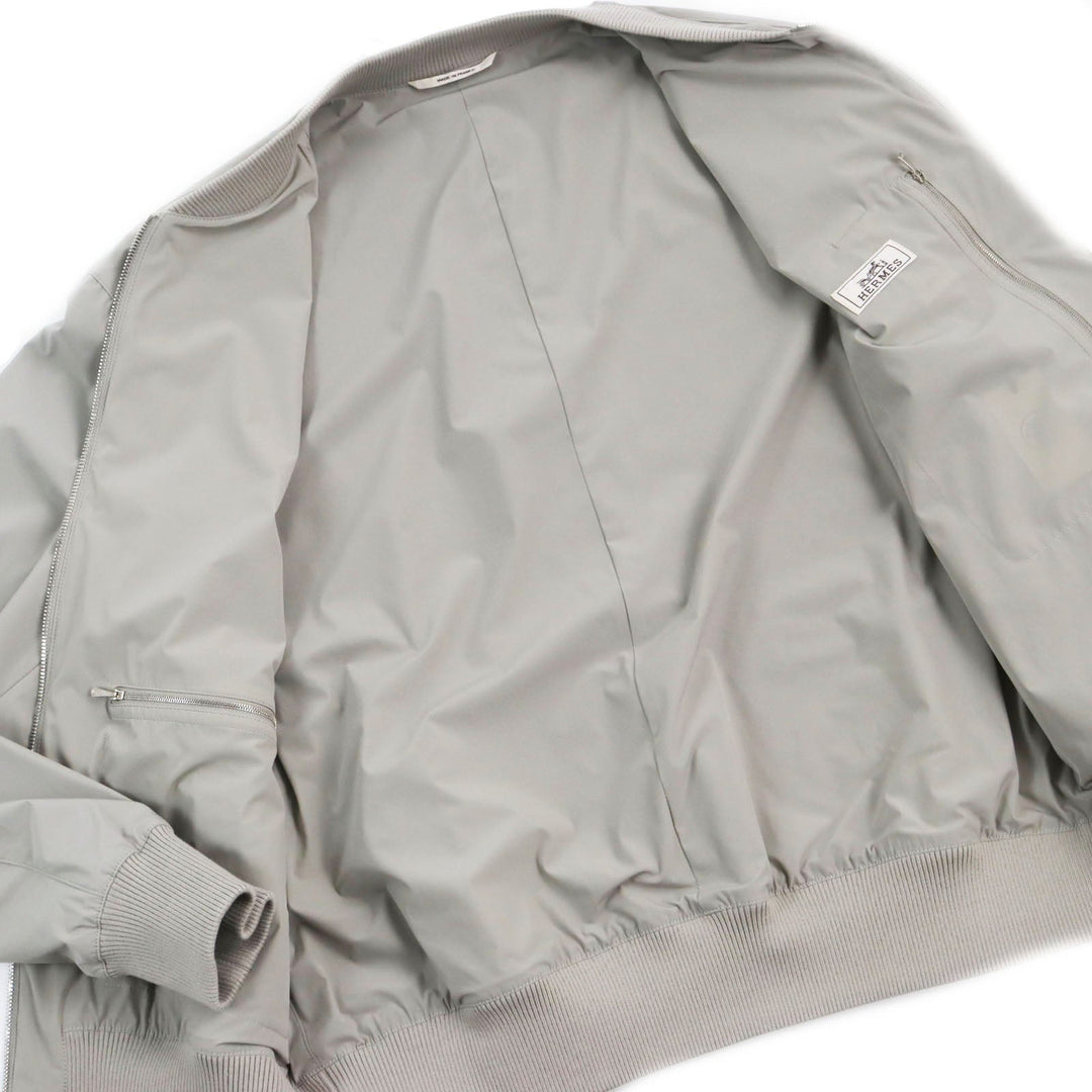 HERMES Jacket Main: 80% nylon, Main: 20% polyurethane, Part: Lamb leather, Part: 81% cotton, 16% nylon, 3% polyurethane gray mens 50 Used Authentic