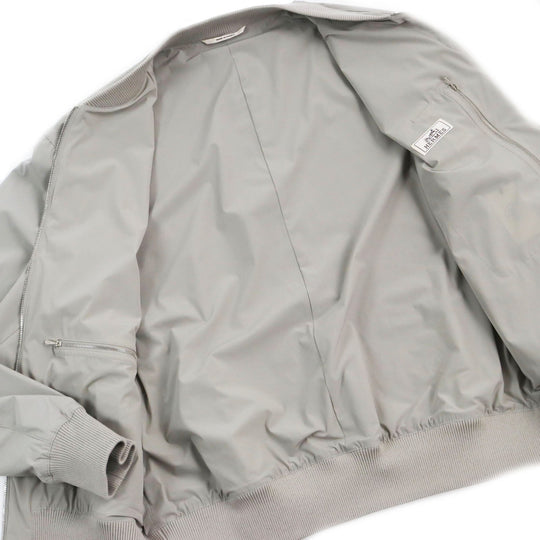 HERMES Jacket Main: 80% nylon, Main: 20% polyurethane, Part: Lamb leather, Part: 81% cotton, 16% nylon, 3% polyurethane gray mens 50 Used Authentic
