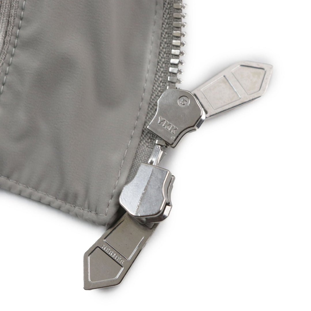 HERMES Jacket Main: 80% nylon, Main: 20% polyurethane, Part: Lamb leather, Part: 81% cotton, 16% nylon, 3% polyurethane gray mens 50 Used Authentic