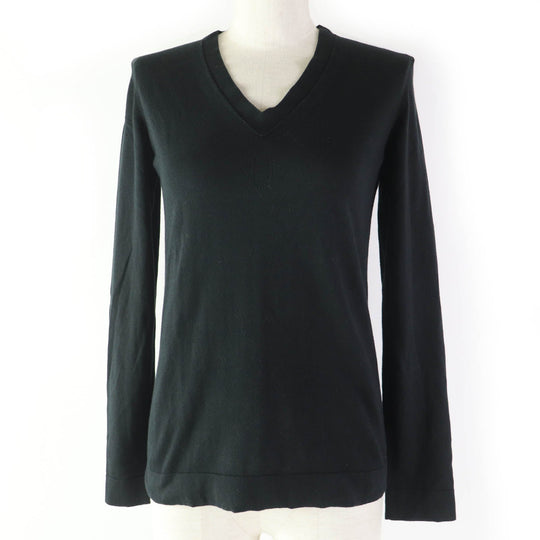 HERMES knit Main: 70% cotton, Main: 30% silk black Women 34 Used Authentic