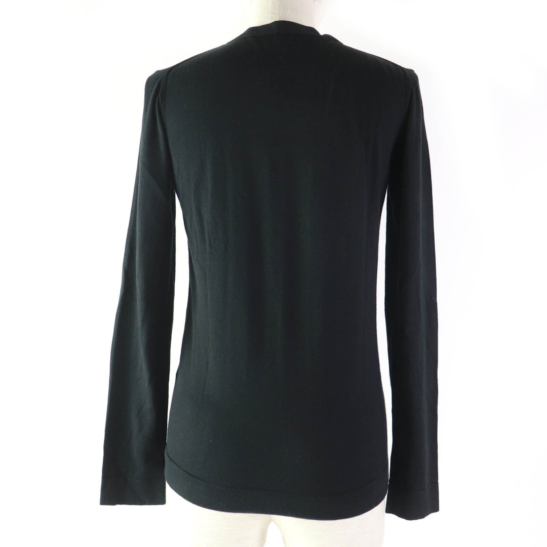 HERMES knit Main: 70% cotton, Main: 30% silk black Women 34 Used Authentic