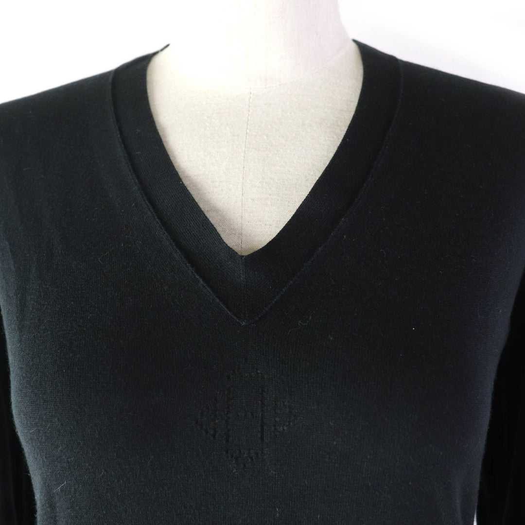 HERMES knit Main: 70% cotton, Main: 30% silk black Women 34 Used Authentic