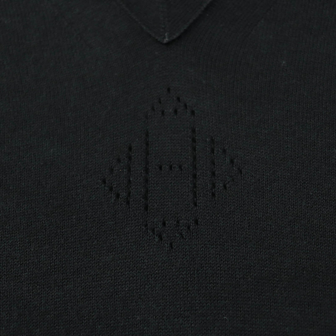 HERMES knit Main: 70% cotton, Main: 30% silk black Women 34 Used Authentic