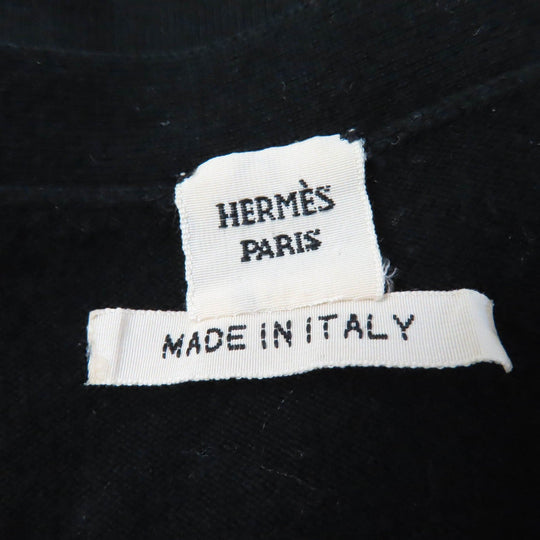 HERMES knit Main: 70% cotton, Main: 30% silk black Women 34 Used Authentic