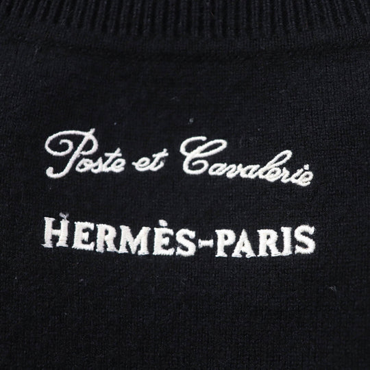 HERMES one piece Main: 100% cashmere, part: 83% rayon, part: 17% polyester Black Ivory Poste et Cavalerie Sabre Bag Women 34 Used Authentic