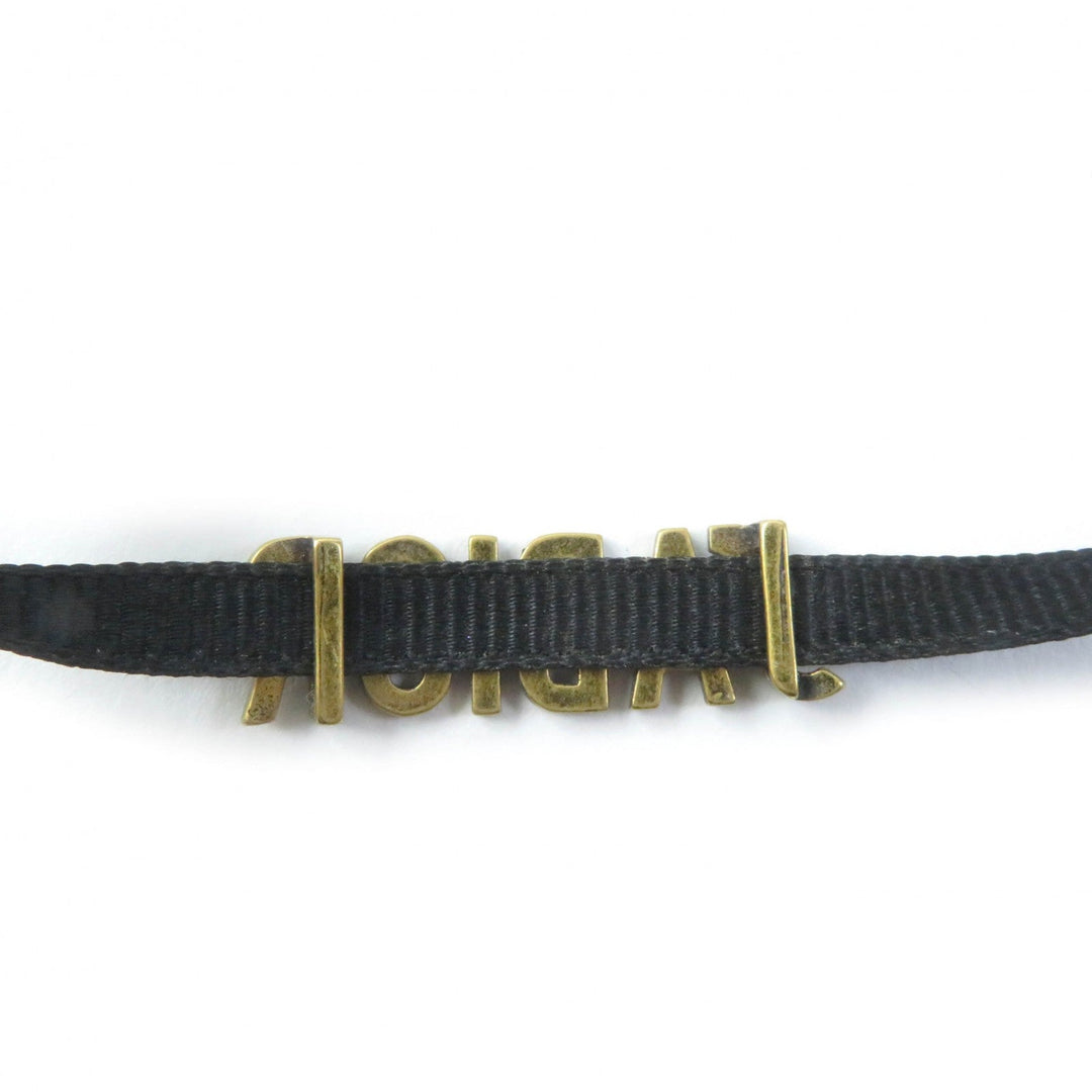Christian Dior choker Gold Plated , Fabric Black bronze Women Used Authentic