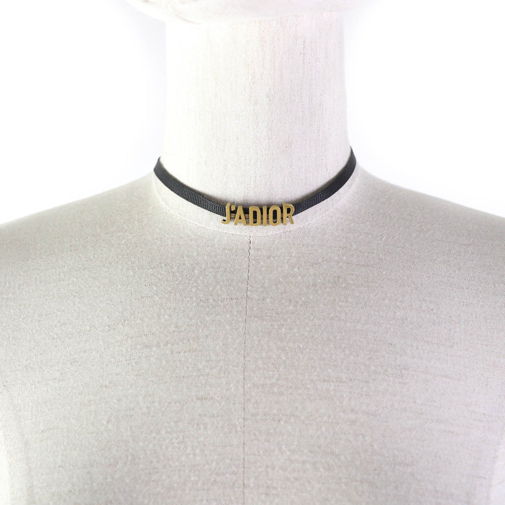 Christian Dior choker Gold Plated , Fabric Black bronze Women Used Authentic