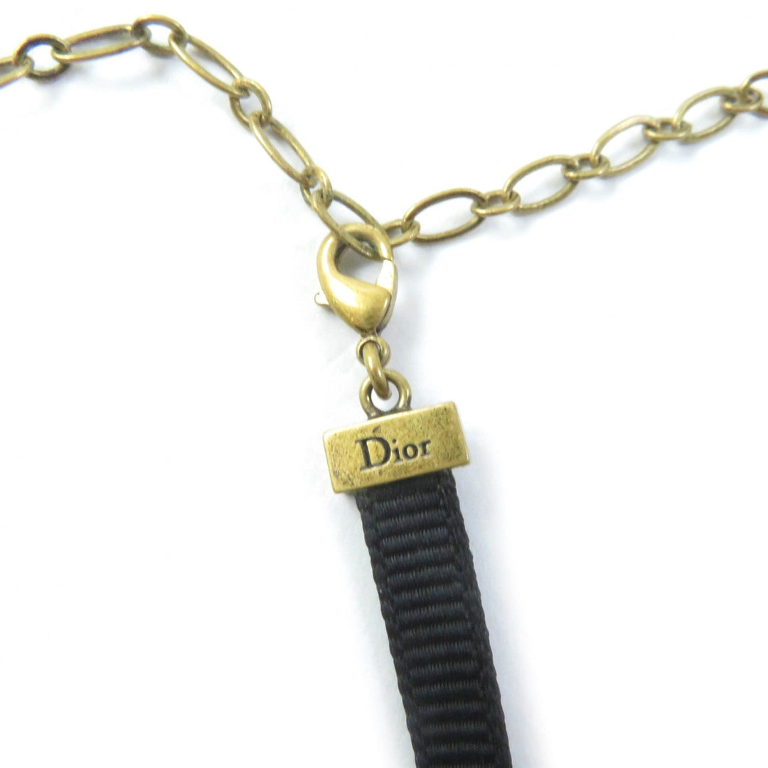 Christian Dior choker Gold Plated , Fabric Black bronze Women Used Authentic