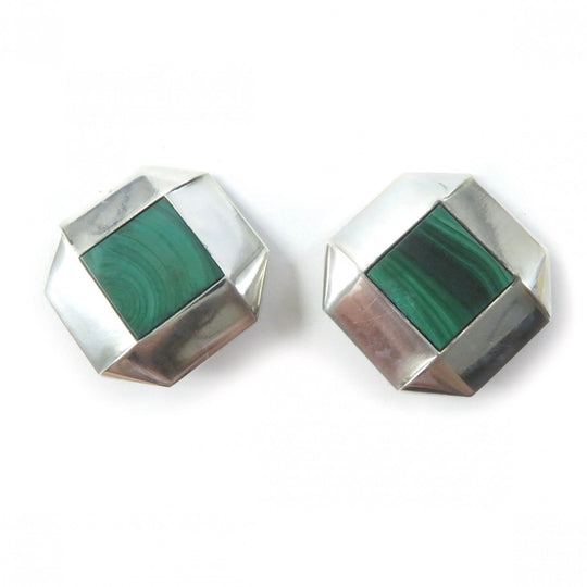 Georg Jensen Earring 209 Main: SV925, Part: Malachite Green Silver Women Used Authentic
