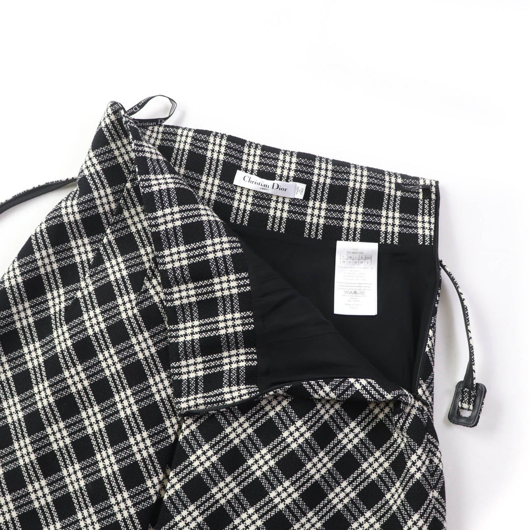 Christian Dior skirt 251J80A1244 Outer: 100% wool, Lining: 100% silk Black White Women 42 Used Authentic