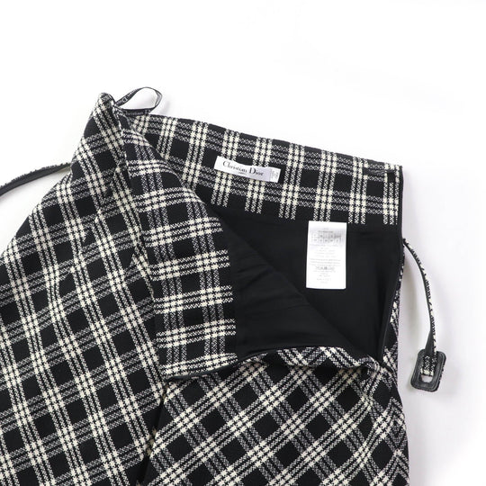 Christian Dior skirt 251J80A1244 Outer: 100% wool, Lining: 100% silk Black White Women 42 Used Authentic
