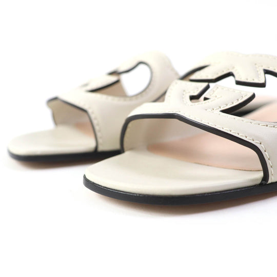 GUCCI Mule 694451 Main: Leather Ivory Women 36 Used Authentic