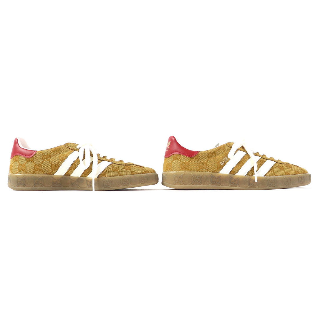 GUCCI Low cut sneakers 707868 HQ7086 GG canvas Beige brown Gazelle Women Used Authentic