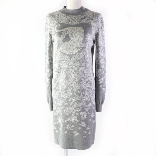 HERMES one piece Main: 46% cashmere, 46% silk, 8% nylon Gray white Women 36 Used Authentic