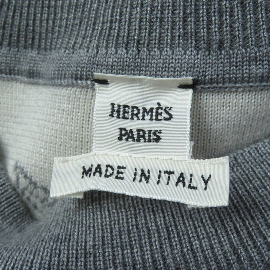 HERMES one piece Main: 46% cashmere, 46% silk, 8% nylon Gray white Women 36 Used Authentic