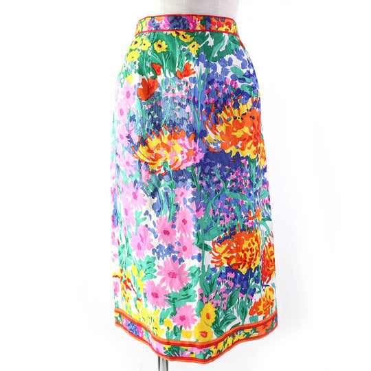 LEONARD FASHION Tight Skirt Outer: 100% linen, lining: 100% cupra multicolor Women 76-98 Used Authentic