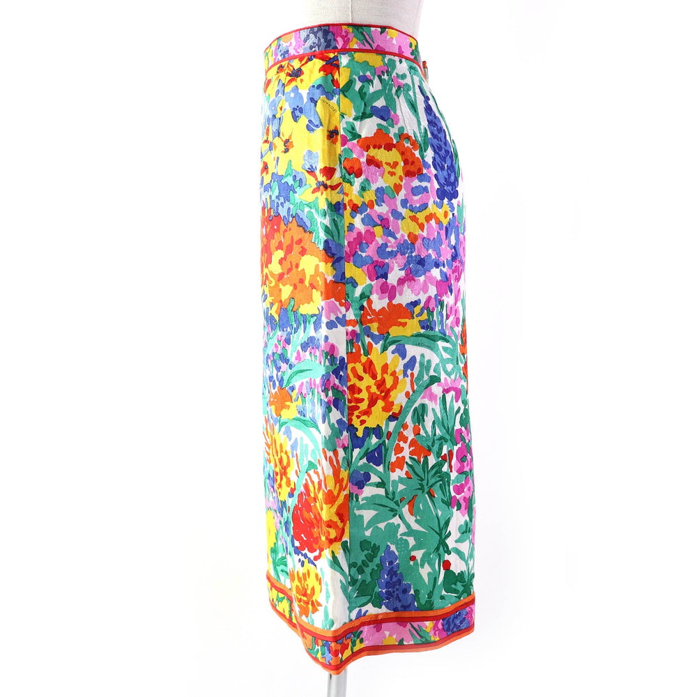 LEONARD FASHION Tight Skirt Outer: 100% linen, lining: 100% cupra multicolor Women 76-98 Used Authentic