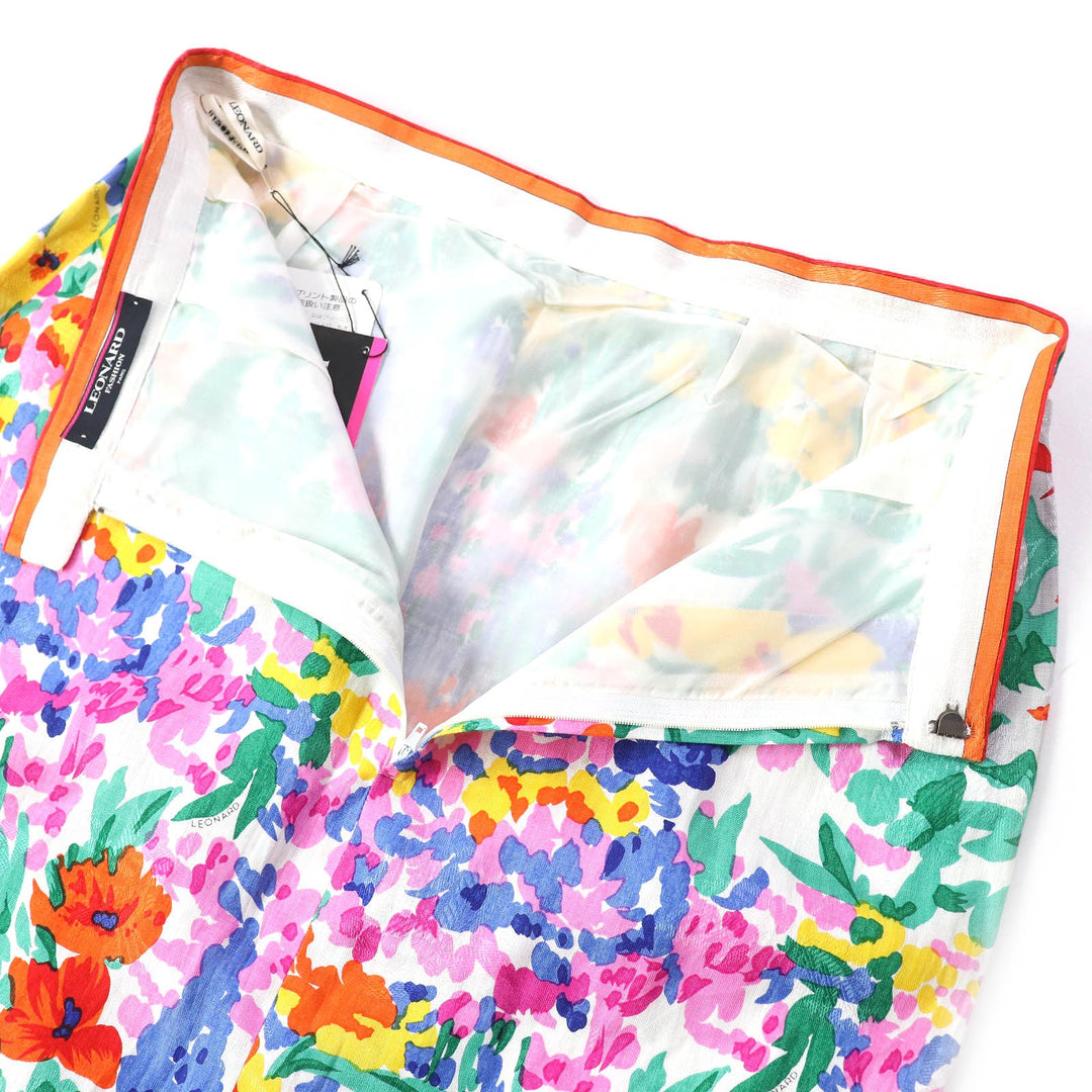 LEONARD FASHION Tight Skirt Outer: 100% linen, lining: 100% cupra multicolor Women 76-98 Used Authentic