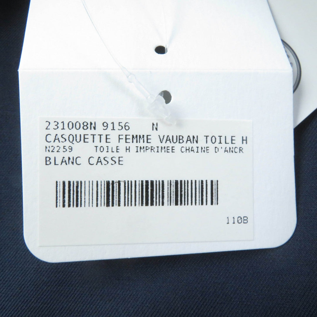 HERMES Casquette Outer: 98% cotton, Outer: 2% polyurethane, Lining: 54% cotton, Lining: 46% silk, Lining trim: 56% cotton, 44% rayon White navy Vauban Women 56 Used Authentic