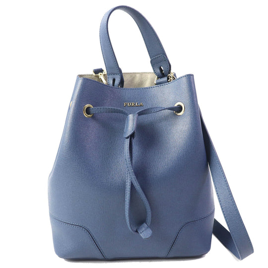 Furla Shoulder Bag Main: Leather blue Stacy Women Used Authentic