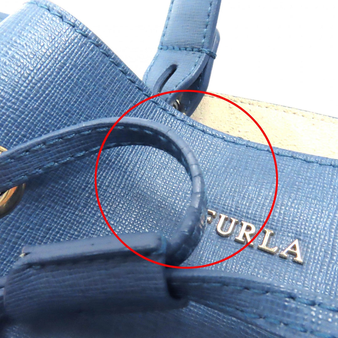 Furla Shoulder Bag Main: Leather blue Stacy Women Used Authentic