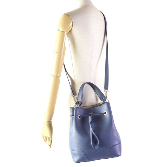 Furla Shoulder Bag Main: Leather blue Stacy Women Used Authentic