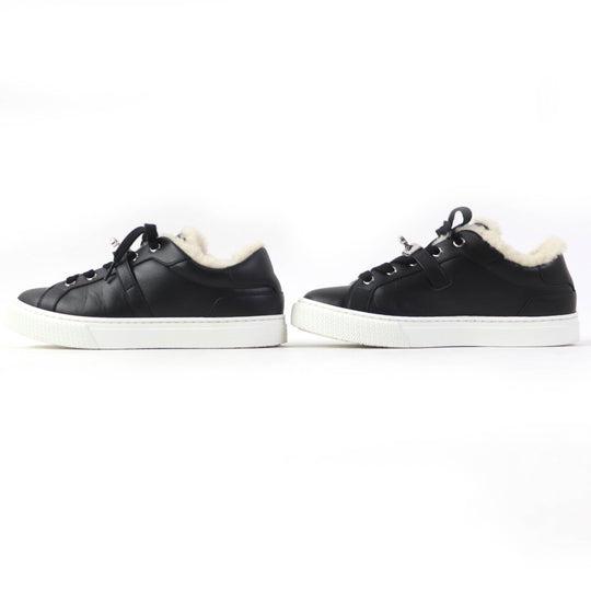HERMES sneakers Sheepskin black Day Women 35.5 Used Authentic
