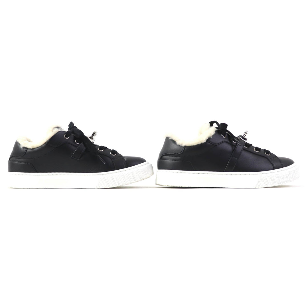 HERMES sneakers Sheepskin black Day Women 35.5 Used Authentic