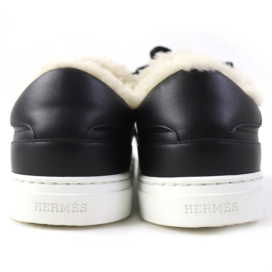 HERMES sneakers Sheepskin black Day Women 35.5 Used Authentic