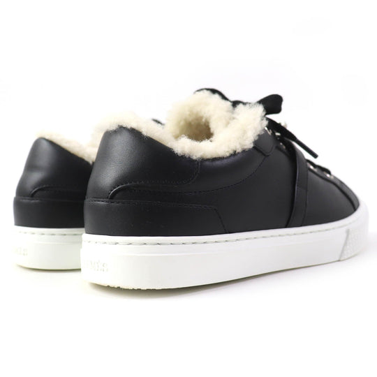 HERMES sneakers Sheepskin black Day Women 35.5 Used Authentic