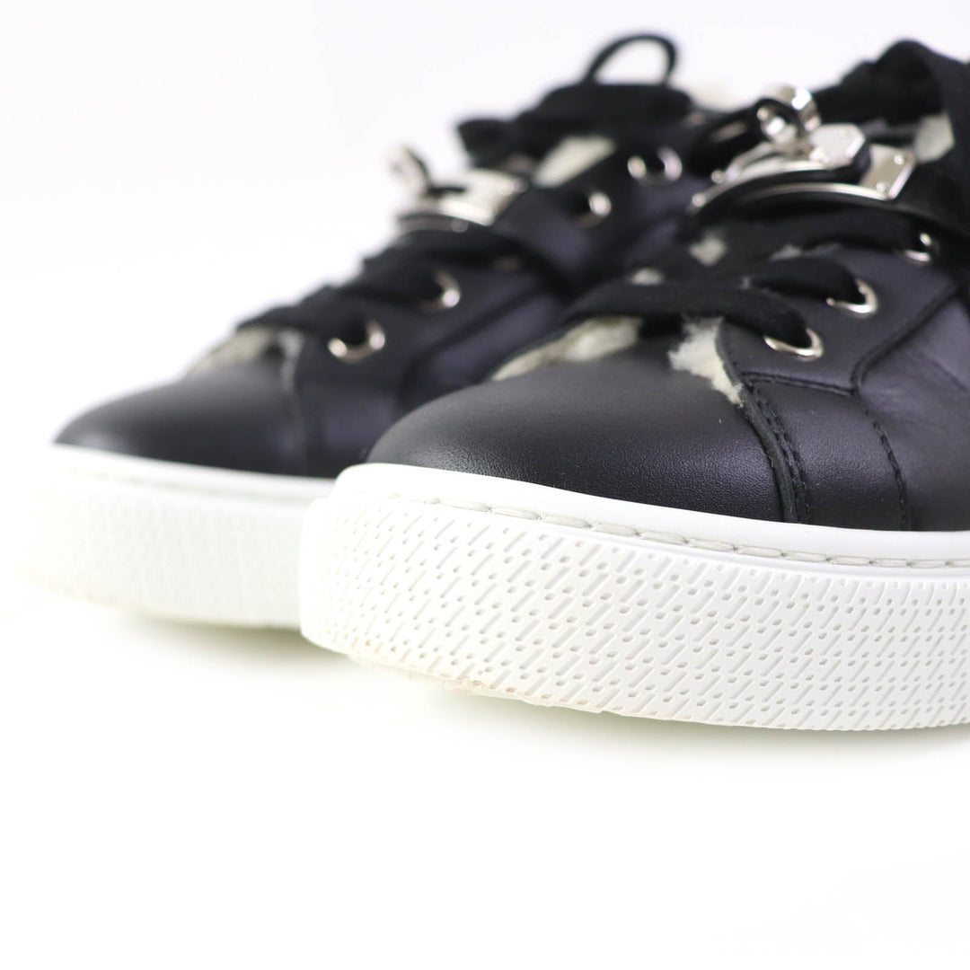 HERMES sneakers Sheepskin black Day Women 35.5 Used Authentic