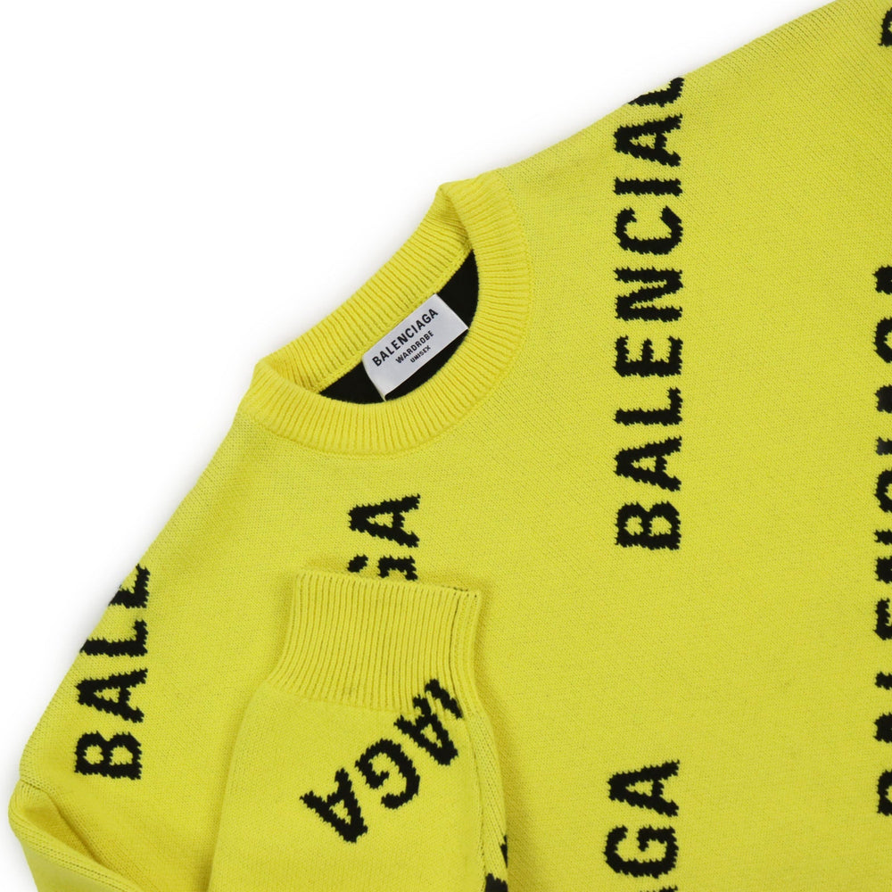 BALENCIAGA sweater 657528 Outer material: 53% cotton, 22% wool, 22% polyester, 2% nylon, 1% polyurethane Yellow black WARDROBE mens XS Used Authentic