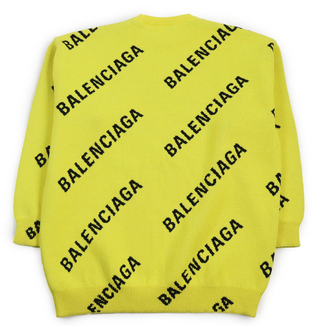 BALENCIAGA sweater 657528 Outer material: 53% cotton, 22% wool, 22% polyester, 2% nylon, 1% polyurethane Yellow black WARDROBE mens XS Used Authentic