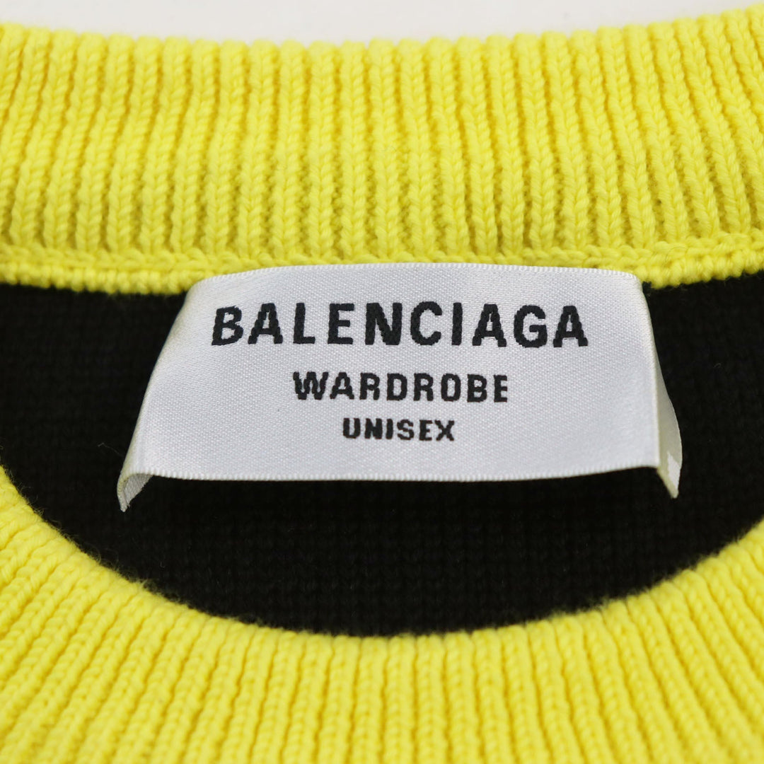 BALENCIAGA sweater 657528 Outer material: 53% cotton, 22% wool, 22% polyester, 2% nylon, 1% polyurethane Yellow black WARDROBE mens XS Used Authentic