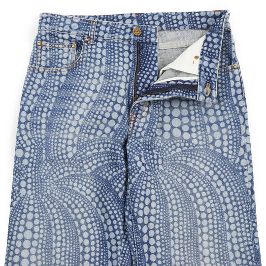 LOUIS VUITTON Denim pants Main: 100% cotton, Lining: 65% polyester, Lining: 35% cotton, Part: leather Indigo blue All Over Pumpkin Denim Pants mens 29 Used Authentic