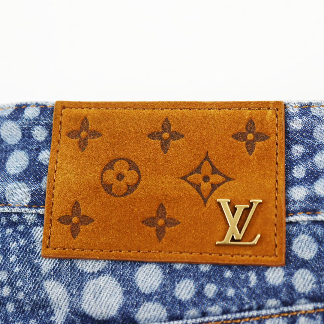 LOUIS VUITTON Denim pants Main: 100% cotton, Lining: 65% polyester, Lining: 35% cotton, Part: leather Indigo blue All Over Pumpkin Denim Pants mens 29 Used Authentic