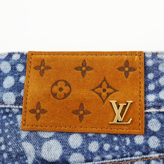 LOUIS VUITTON Denim pants Main: 100% cotton, Lining: 65% polyester, Lining: 35% cotton, Part: leather Indigo blue All Over Pumpkin Denim Pants mens 29 Used Authentic