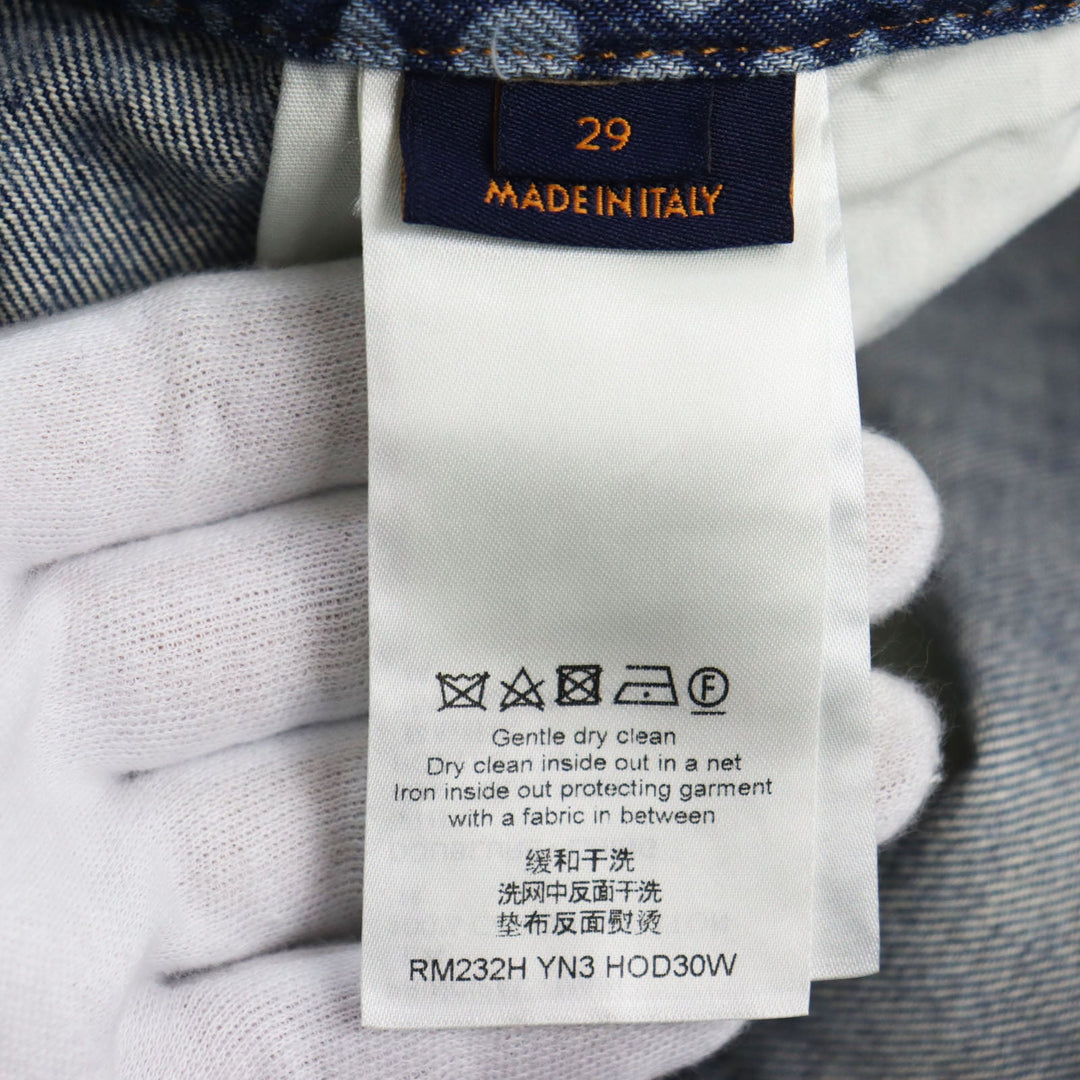 LOUIS VUITTON Denim pants Main: 100% cotton, Lining: 65% polyester, Lining: 35% cotton, Part: leather Indigo blue All Over Pumpkin Denim Pants mens 29 Used Authentic