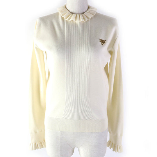 LOUIS VUITTON knit Outer material: 90% wool, Outer material: 8% polyester, Outer material: 1% polyamide (nylon), Outer material: 1% polyurethane Ivory Women XS Used Authentic