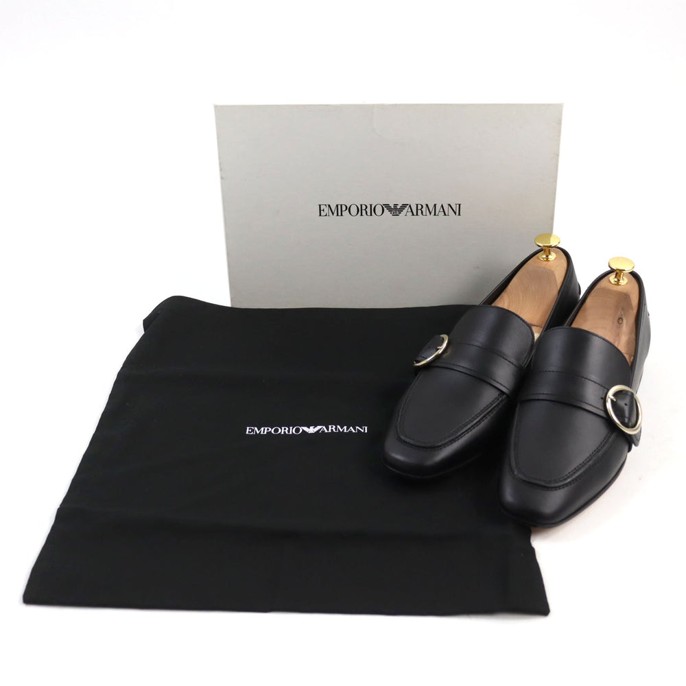 EMPORIO ARMANI Moccasin Main: Leather black mens 41 Used Authentic
