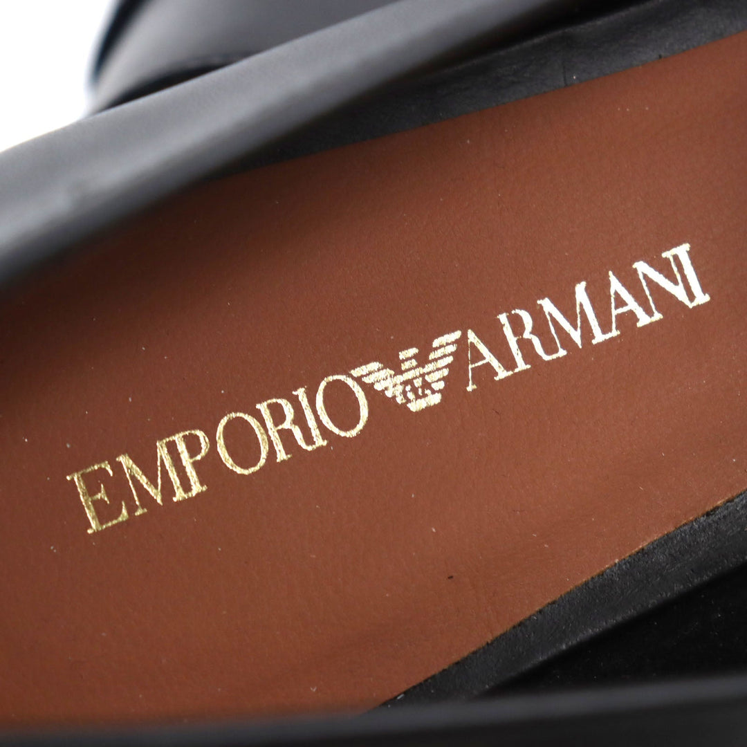 EMPORIO ARMANI Moccasin Main: Leather black mens 41 Used Authentic
