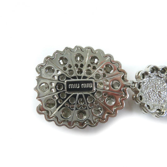 MIUMIU bracelet Plating , Rhinestones , Natural Stones Pink Silver Bijou floral motif Women Used Authentic