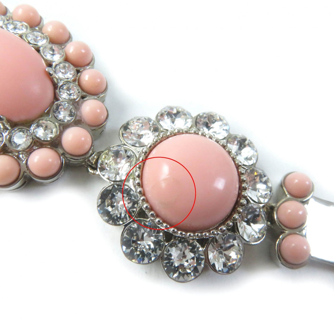 MIUMIU bracelet Plating , Rhinestones , Natural Stones Pink Silver Bijou floral motif Women Used Authentic