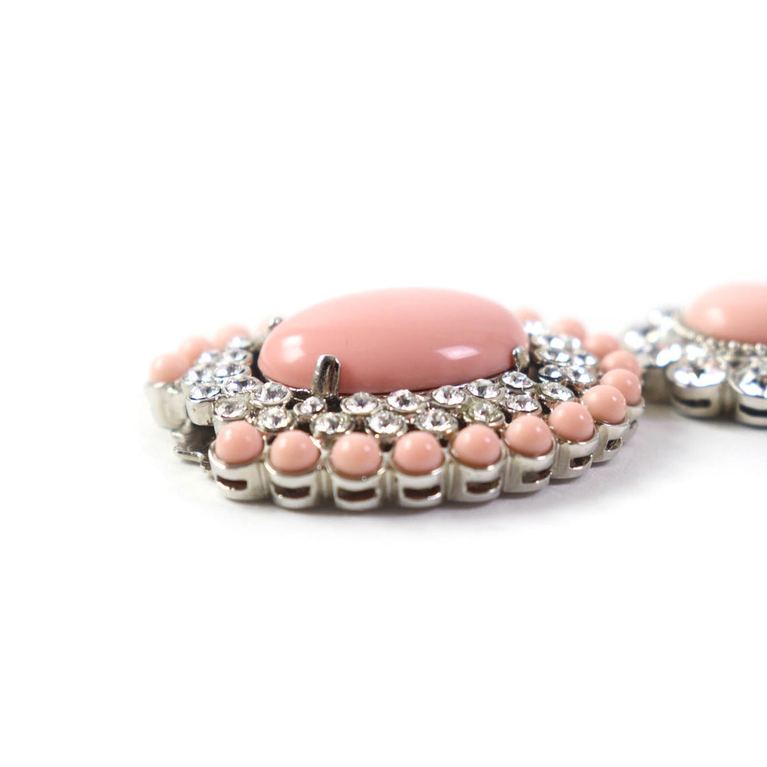 MIUMIU bracelet Plating , Rhinestones , Natural Stones Pink Silver Bijou floral motif Women Used Authentic