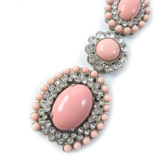 MIUMIU bracelet Plating , Rhinestones , Natural Stones Pink Silver Bijou floral motif Women Used Authentic