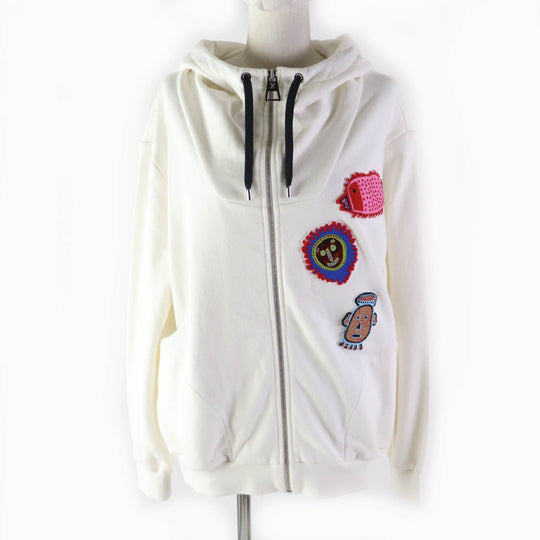 LOUIS VUITTON Hoodie Main: 100% cotton, part: 50% cotton, part: 20% polyester, part: 15% polyurethane, part: 10% nylon, part: 5% inorganic fiber white Women S Used Authentic