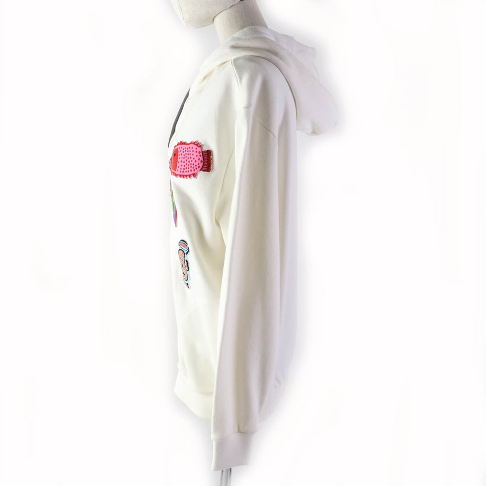 LOUIS VUITTON Hoodie Main: 100% cotton, part: 50% cotton, part: 20% polyester, part: 15% polyurethane, part: 10% nylon, part: 5% inorganic fiber white Women S Used Authentic