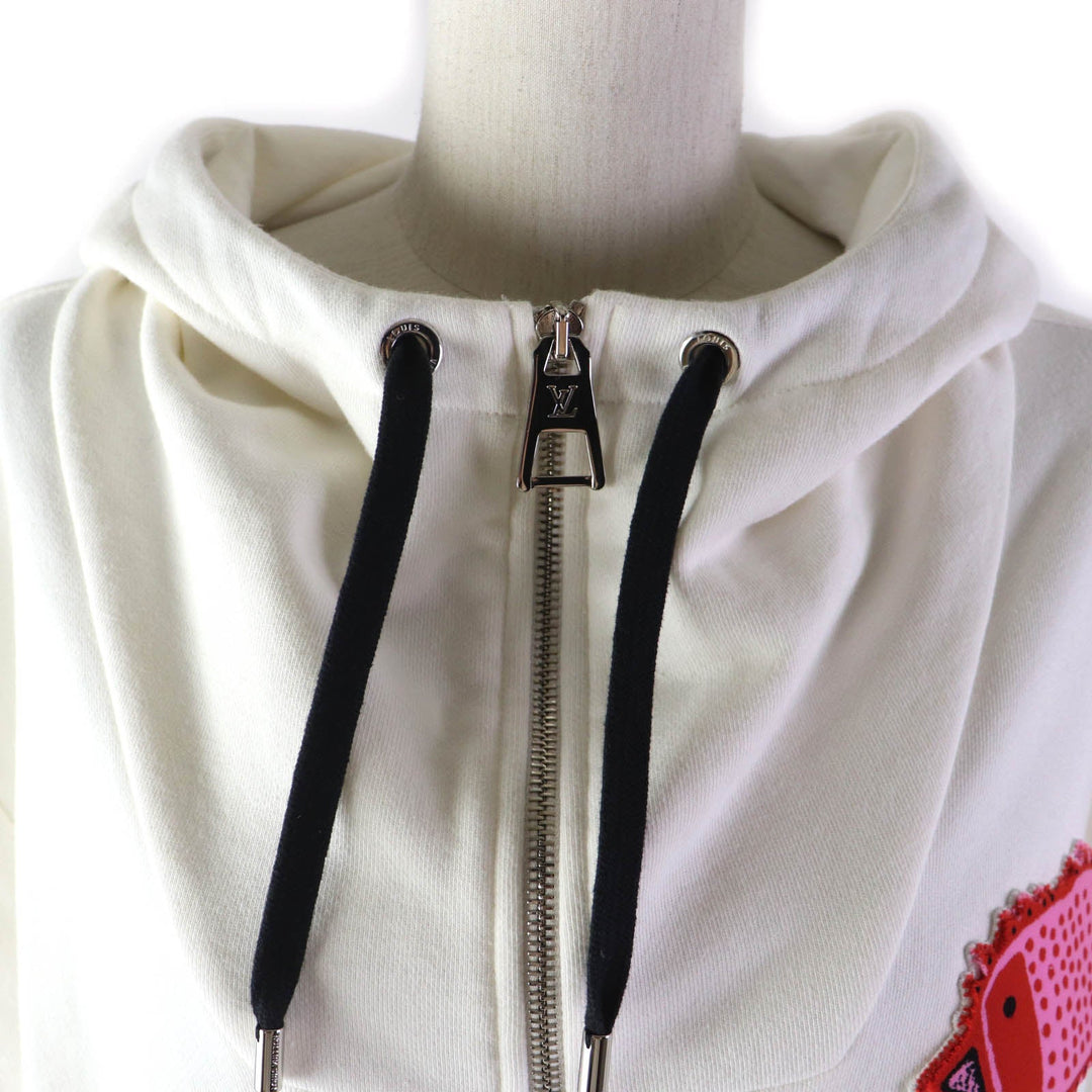 LOUIS VUITTON Hoodie Main: 100% cotton, part: 50% cotton, part: 20% polyester, part: 15% polyurethane, part: 10% nylon, part: 5% inorganic fiber white Women S Used Authentic